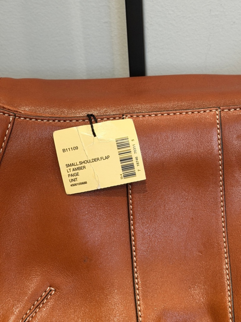 NWT! Cole Haan Vintage Cognac Leather Shoulder Bag Studded Buckle Flap Y2K Luxe - Picture 6 of 8